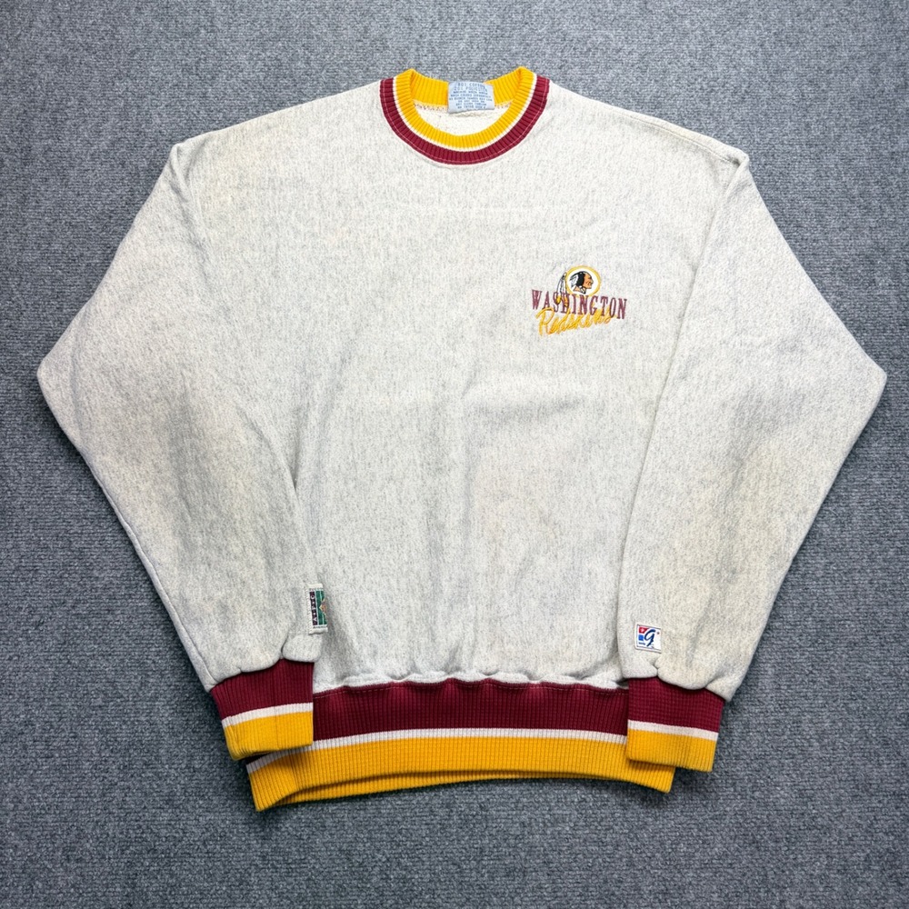 Vintage The Game Washington Redskins Sweatshirt Mens L Grey Crewneck Striped